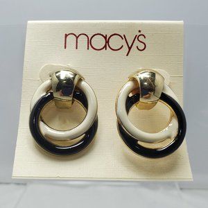 Macy"s interlock love knot metal  dangle earring gold, cream. black